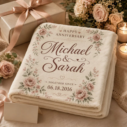 Romantic personalized blanket gift for husband and wife