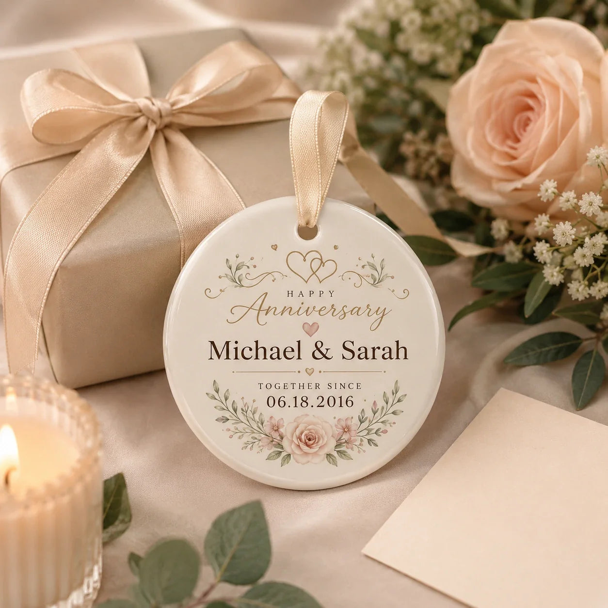 Romantic personalized ornament gift for husband and wife