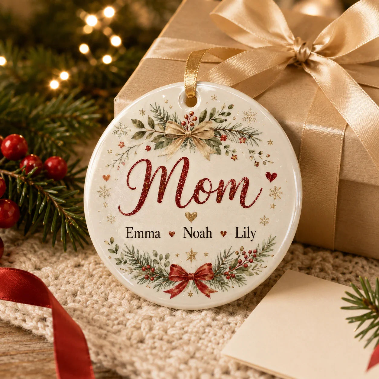 Personalized family keepsake ornament gift for Mom