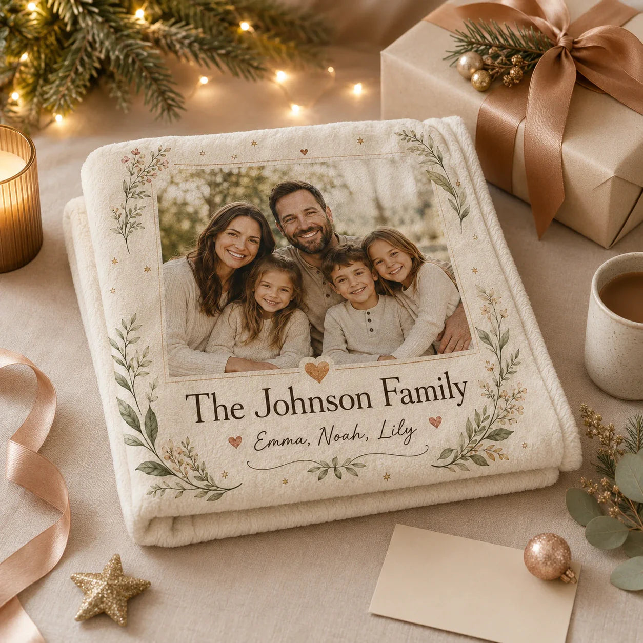 Personalized photo blanket gift for parents, grandparents, or family