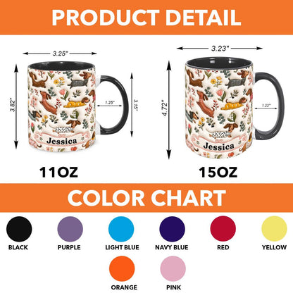 Personalized Dachshund Floral Mug, Custom Name Coffee Cup, 3D Look Dog Lover Gift