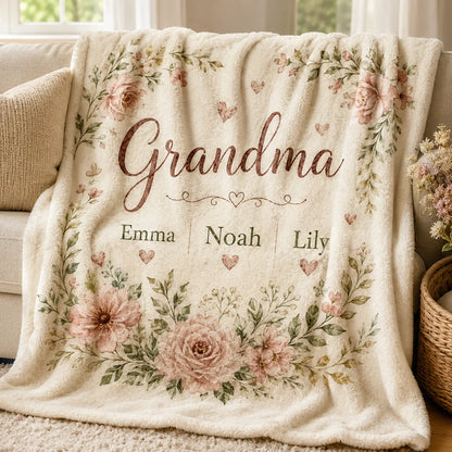Custom blanket for Grandma featuring grandchildren’s names