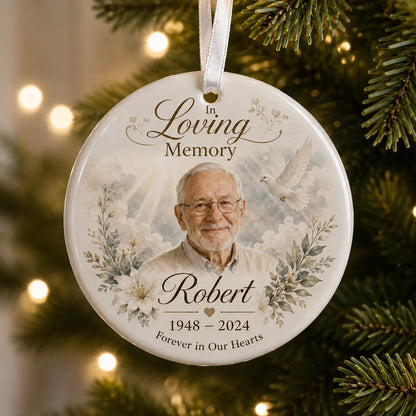 Custom remembrance ornament featuring a loved one’s photo